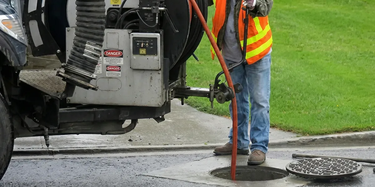 sewage clean up professionals using industrial equipment to remove contaminated wastewater in Bloomington, IN