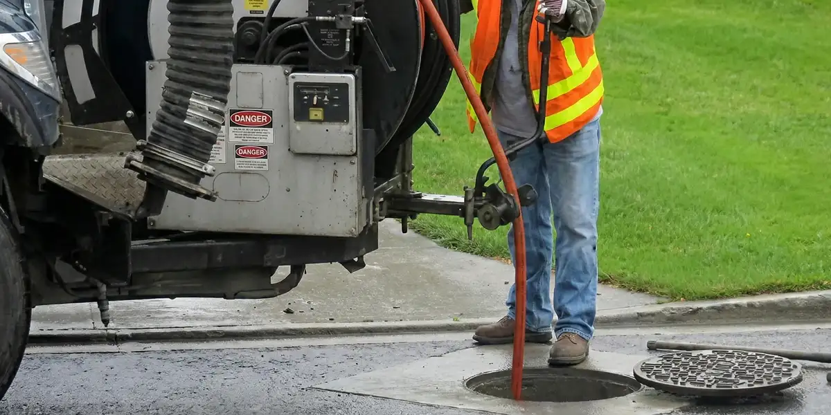 sewage clean up professionals using industrial equipment to remove contaminated wastewater in Bloomington, IN