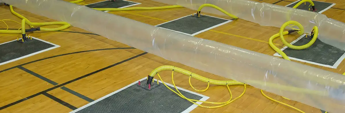 water clean up drying system set up to remove moisture and prevent further damage in Bloomington, IN